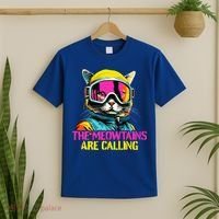 The meowtains are calling Cat Snowboard Ski  T-Shirt thumb 2