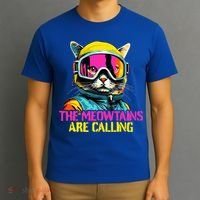 The meowtains are calling Cat Snowboard Ski  T-Shirt thumb 3