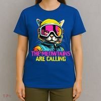 The meowtains are calling Cat Snowboard Ski  T-Shirt thumb 4