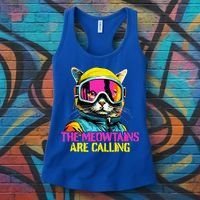 The meowtains are calling Cat Snowboard Ski  Women's Tank Top thumb 3