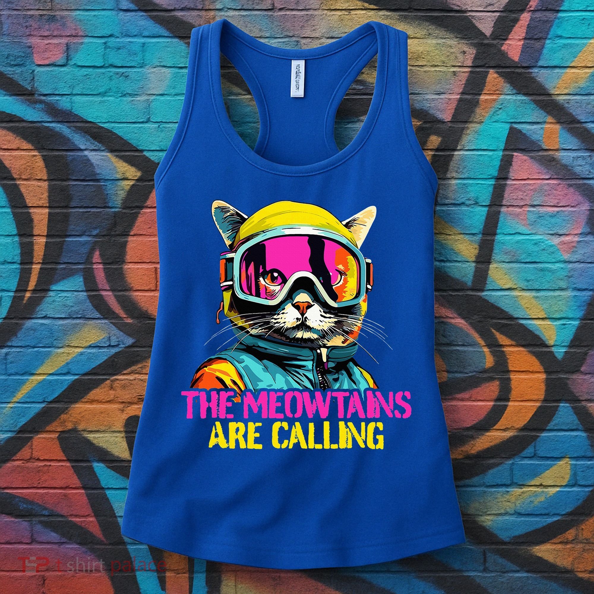 The meowtains are calling Cat Snowboard Ski  Women's Tank Top