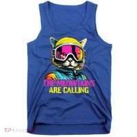 The meowtains are calling Cat Snowboard Ski  Tank Top thumb 0