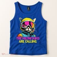 The meowtains are calling Cat Snowboard Ski  Tank Top thumb 2