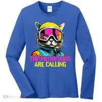 The meowtains are calling Cat Snowboard Ski  Women's Long Sleeve Shirt thumb 0