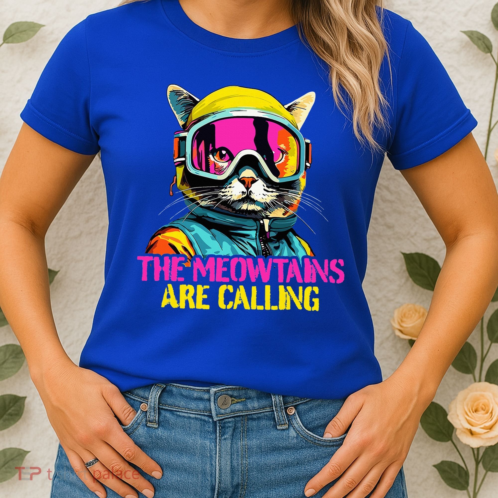 The meowtains are calling Cat Snowboard Ski  Women's T-Shirt