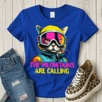 The meowtains are calling Cat Snowboard Ski  Women's T-Shirt thumb 3