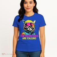 The meowtains are calling Cat Snowboard Ski  Women's T-Shirt thumb 4