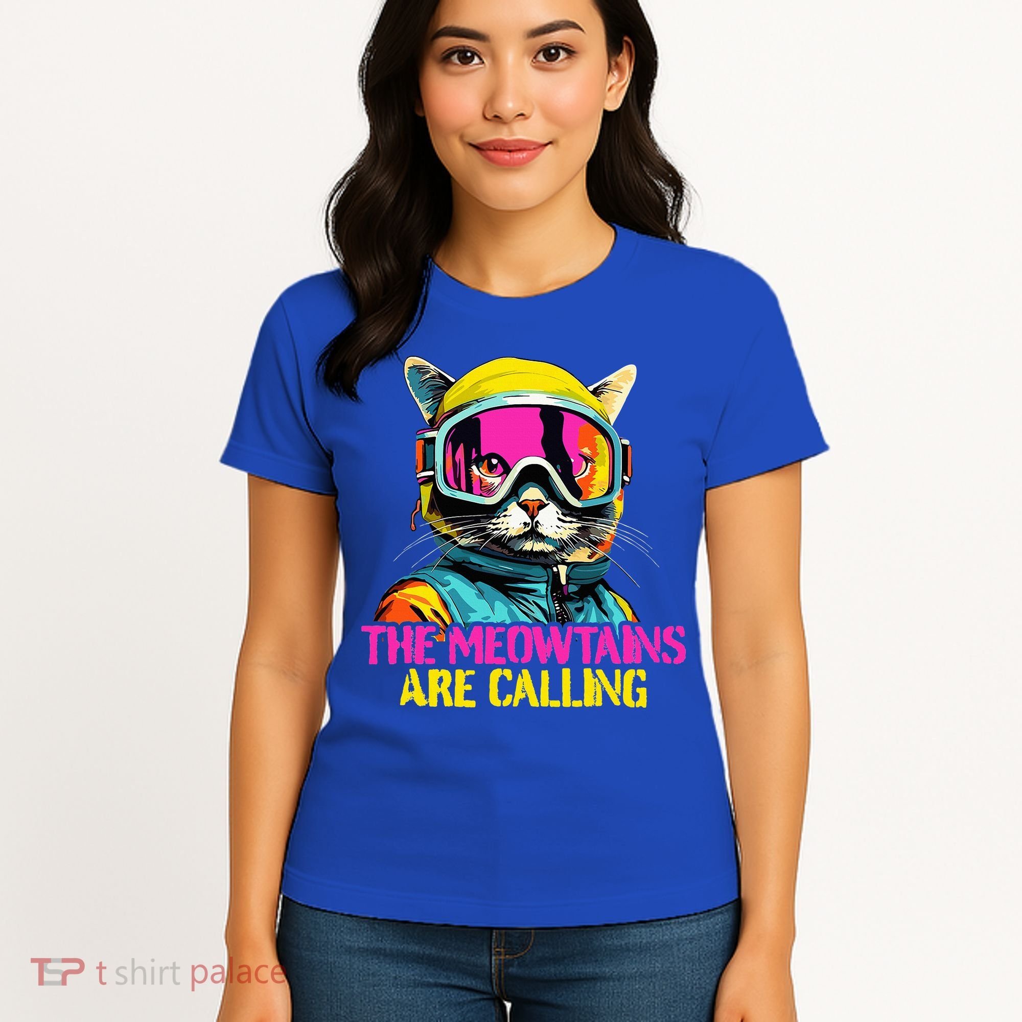The meowtains are calling Cat Snowboard Ski  Women's T-Shirt