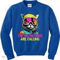 The meowtains are calling Cat Snowboard Ski  Kids Sweatshirt thumb 0