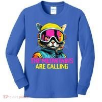 The meowtains are calling Cat Snowboard Ski  Kids Long Sleeve Shirt thumb 0