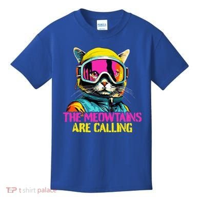 The meowtains are calling Cat Snowboard Ski  Kids T-Shirt