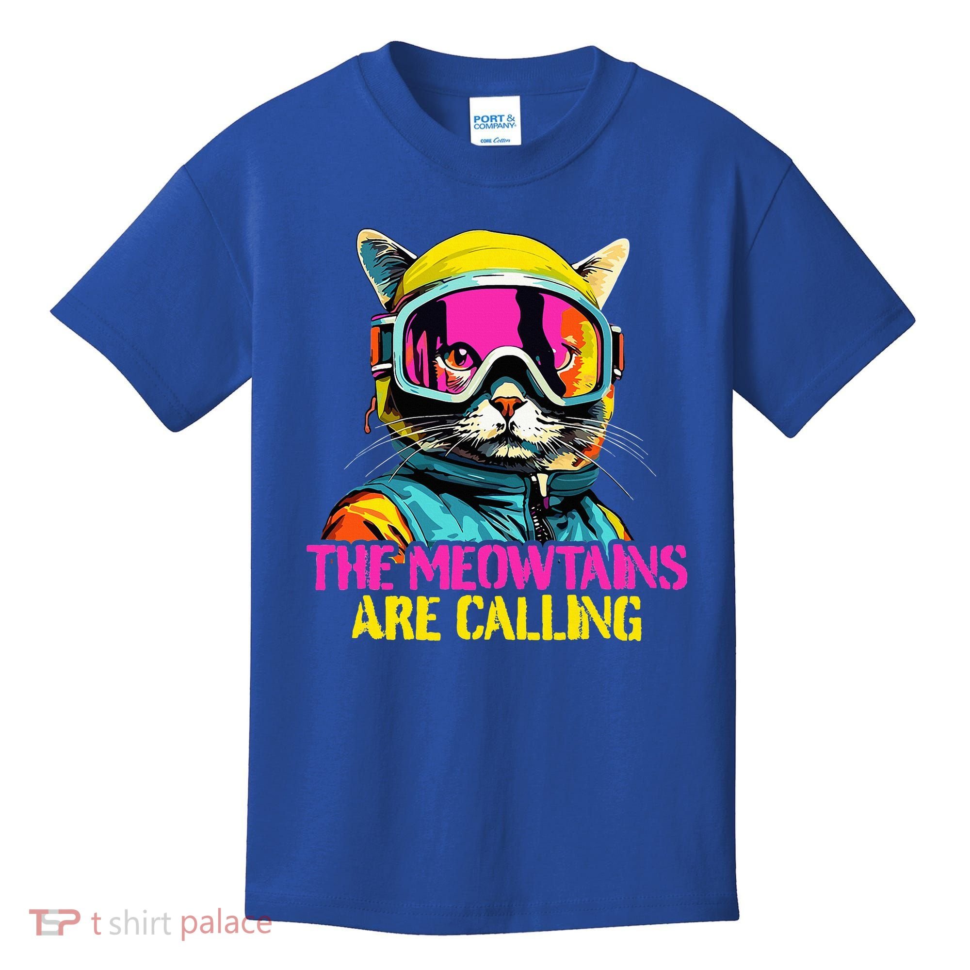 The meowtains are calling Cat Snowboard Ski  Kids T-Shirt
