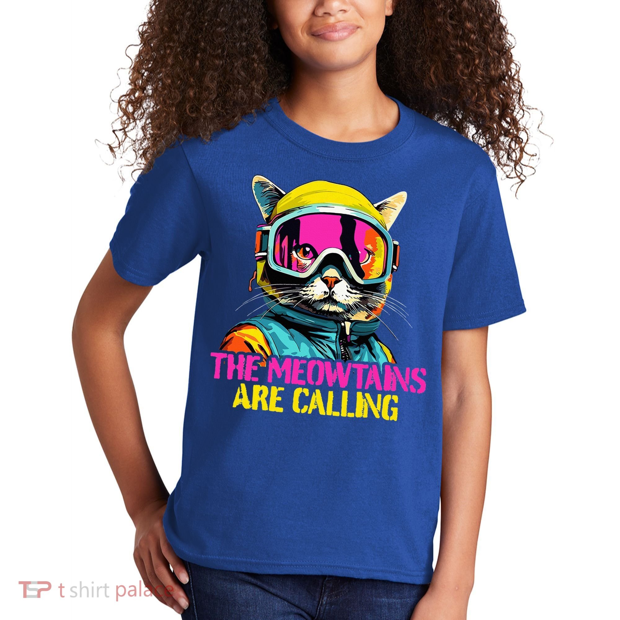 The meowtains are calling Cat Snowboard Ski  Kids T-Shirt