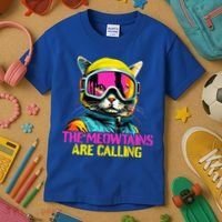 The meowtains are calling Cat Snowboard Ski  Kids T-Shirt thumb 3