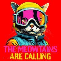 The meowtains are calling Cat Snowboard Ski  Santa Hat thumb 1