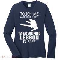 Touch Me And Your First Taekwondo Lesson Is Free Women's Long Sleeve Shirt thumb 0