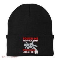 Touch Me And Your First Wrestling Lesson Is Free Wrestler Beanie thumb 0