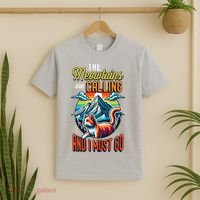 The Meowtains Are Calling And I Must Go Mountain Hiking T-Shirt thumb 2