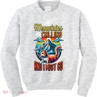 The Meowtains Are Calling And I Must Go Mountain Hiking Kids Sweatshirt thumb 0