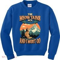 The Meowtains Are Calling And I Must Go Mountain Hiking  Kids Sweatshirt thumb 0