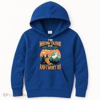 The Meowtains Are Calling And I Must Go Mountain Hiking  Kids Hoodie thumb 0