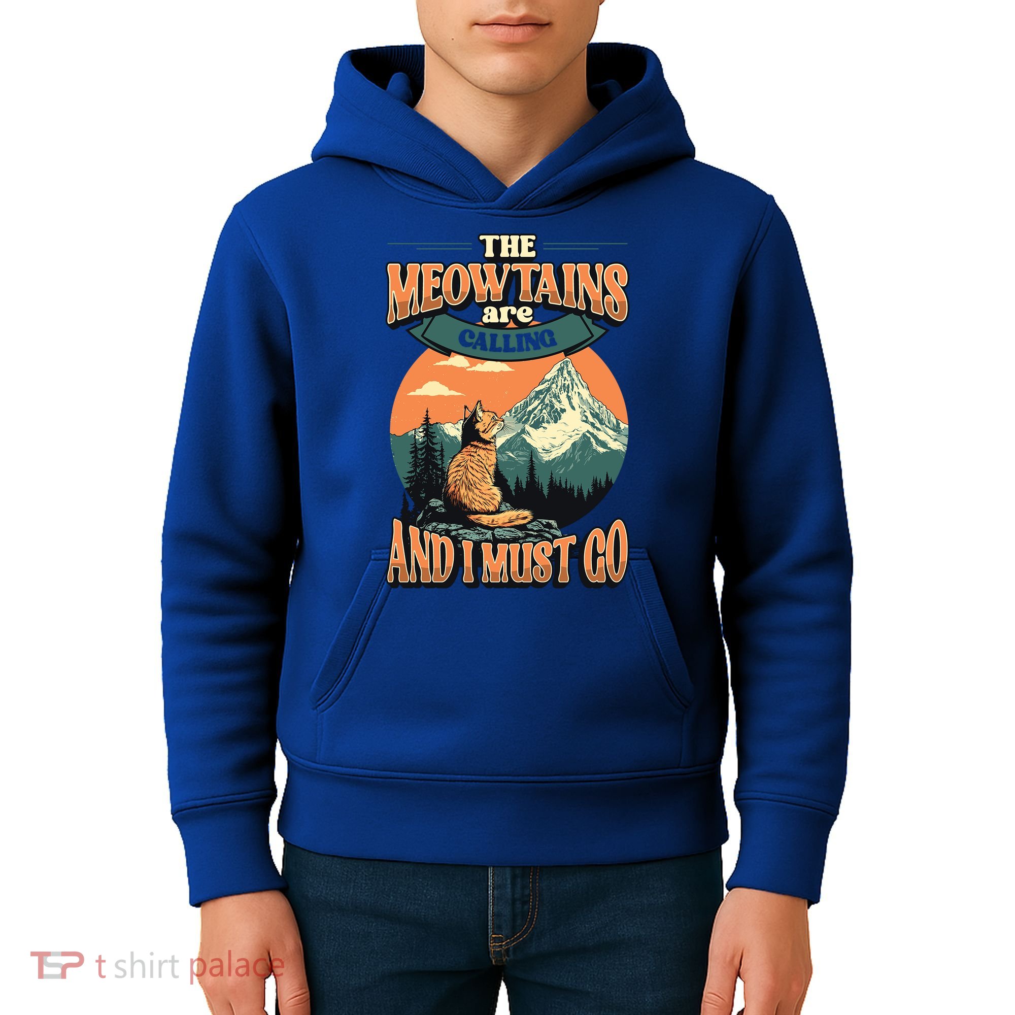 The Meowtains Are Calling And I Must Go Mountain Hiking  Kids Hoodie