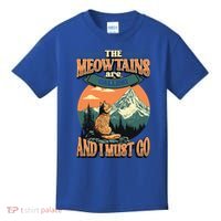 The Meowtains Are Calling And I Must Go Mountain Hiking  Kids T-Shirt thumb 0