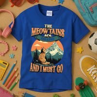 The Meowtains Are Calling And I Must Go Mountain Hiking  Kids T-Shirt thumb 3