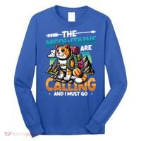 The Meowtains Are Calling And I Must Go Mountain Hiking  Long Sleeve Shirt thumb 0