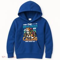 The Meowtains Are Calling And I Must Go Mountain Hiking  Kids Hoodie thumb 0