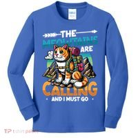 The Meowtains Are Calling And I Must Go Mountain Hiking  Kids Long Sleeve Shirt thumb 0