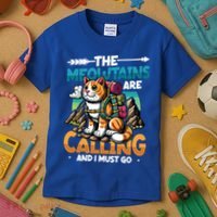 The Meowtains Are Calling And I Must Go Mountain Hiking  Kids T-Shirt thumb 3