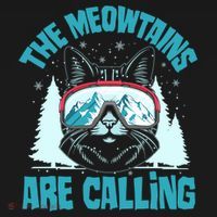 The Meowtains Are Calling Cat Ski Adventure USA-Made Doggie Bandana thumb 2