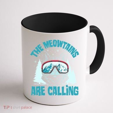 The Meowtains Are Calling Cat Ski Adventure Coffee Mug back