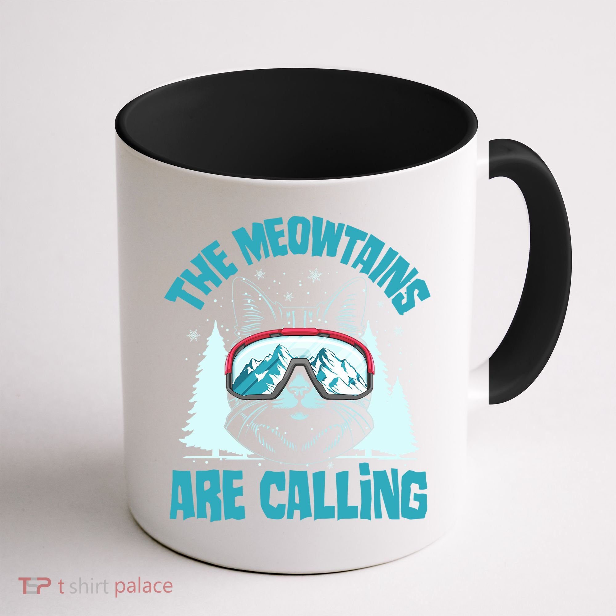 The Meowtains Are Calling Cat Ski Adventure Coffee Mug