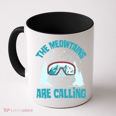 The Meowtains Are Calling Cat Ski Adventure Coffee Mug