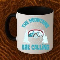 The Meowtains Are Calling Cat Ski Adventure Coffee Mug thumb 2