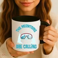 The Meowtains Are Calling Cat Ski Adventure Coffee Mug thumb 3