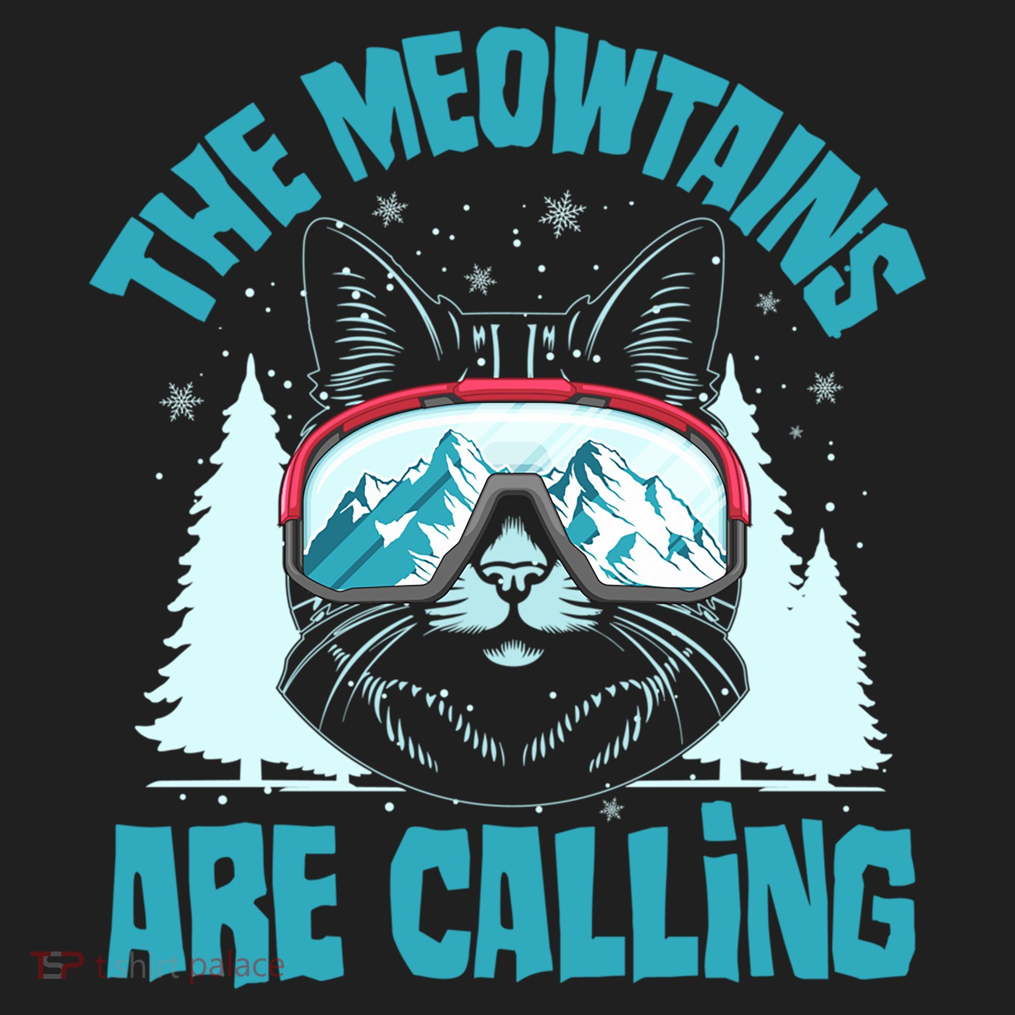 The Meowtains Are Calling Cat Ski Adventure Beanie