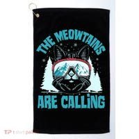 The Meowtains Are Calling Cat Ski Adventure Golf Towel thumb 0