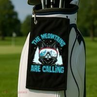 The Meowtains Are Calling Cat Ski Adventure Golf Towel thumb 2