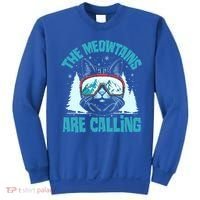 The Meowtains Are Calling Cat Ski Adventure Sweatshirt thumb 0
