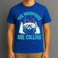 The Meowtains Are Calling Cat Ski Adventure T-Shirt thumb 3