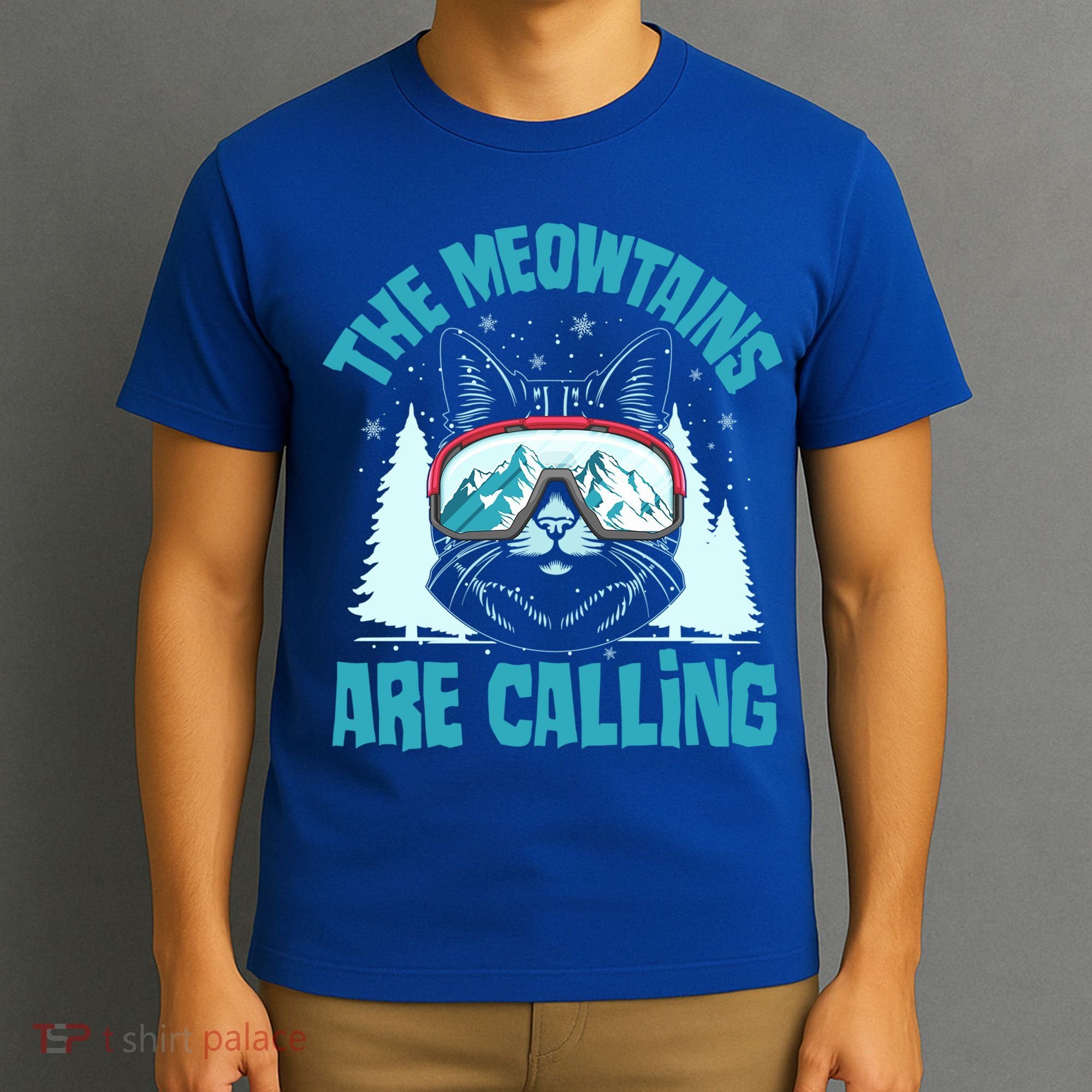 The Meowtains Are Calling Cat Ski Adventure T-Shirt