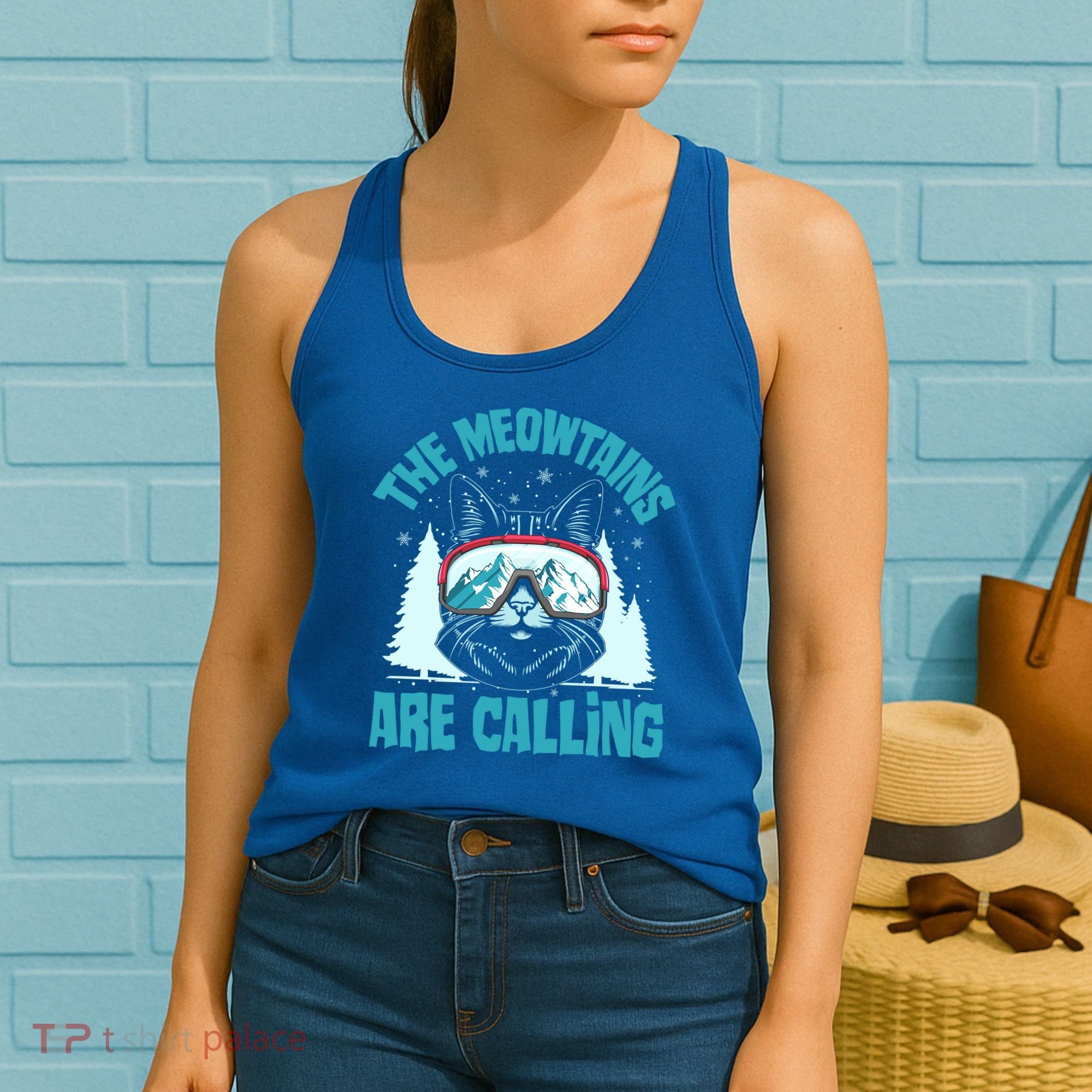 The Meowtains Are Calling Cat Ski Adventure Women's Tank Top