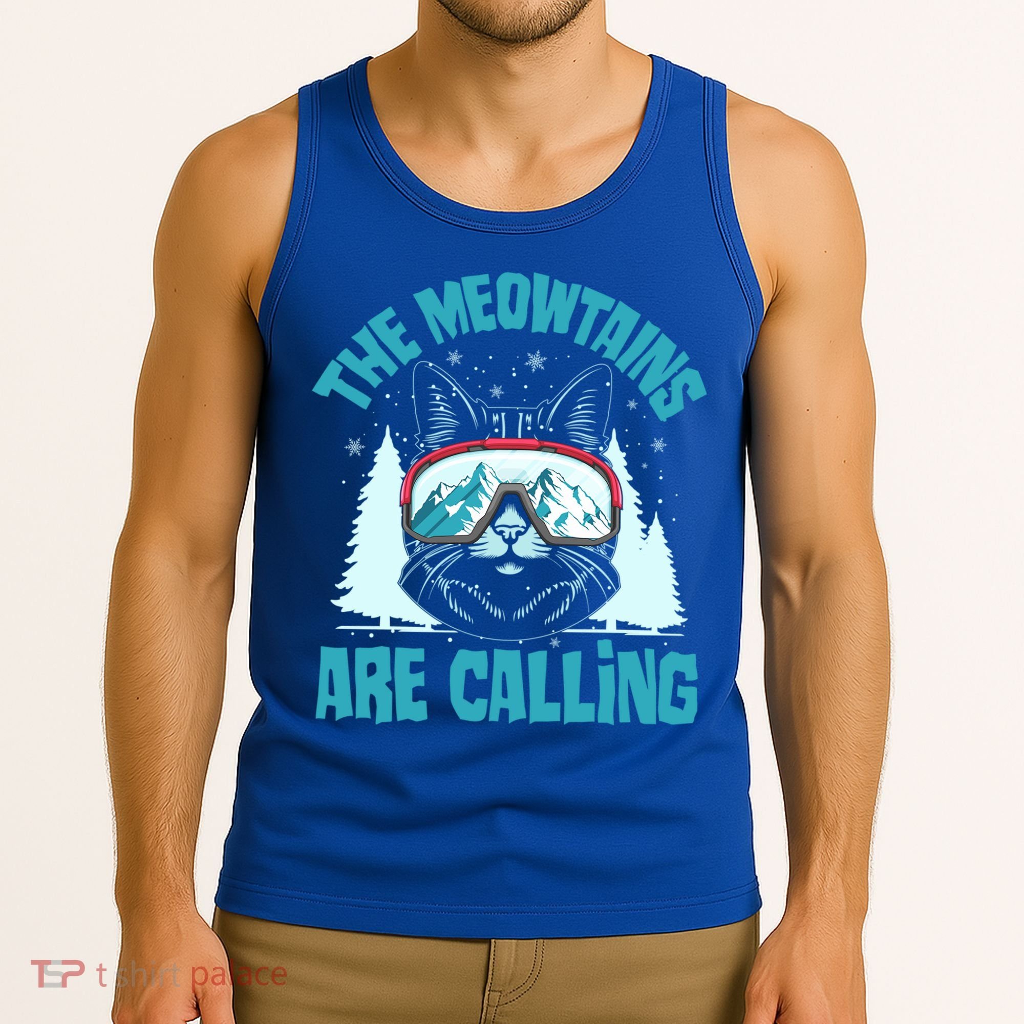 The Meowtains Are Calling Cat Ski Adventure Tank Top
