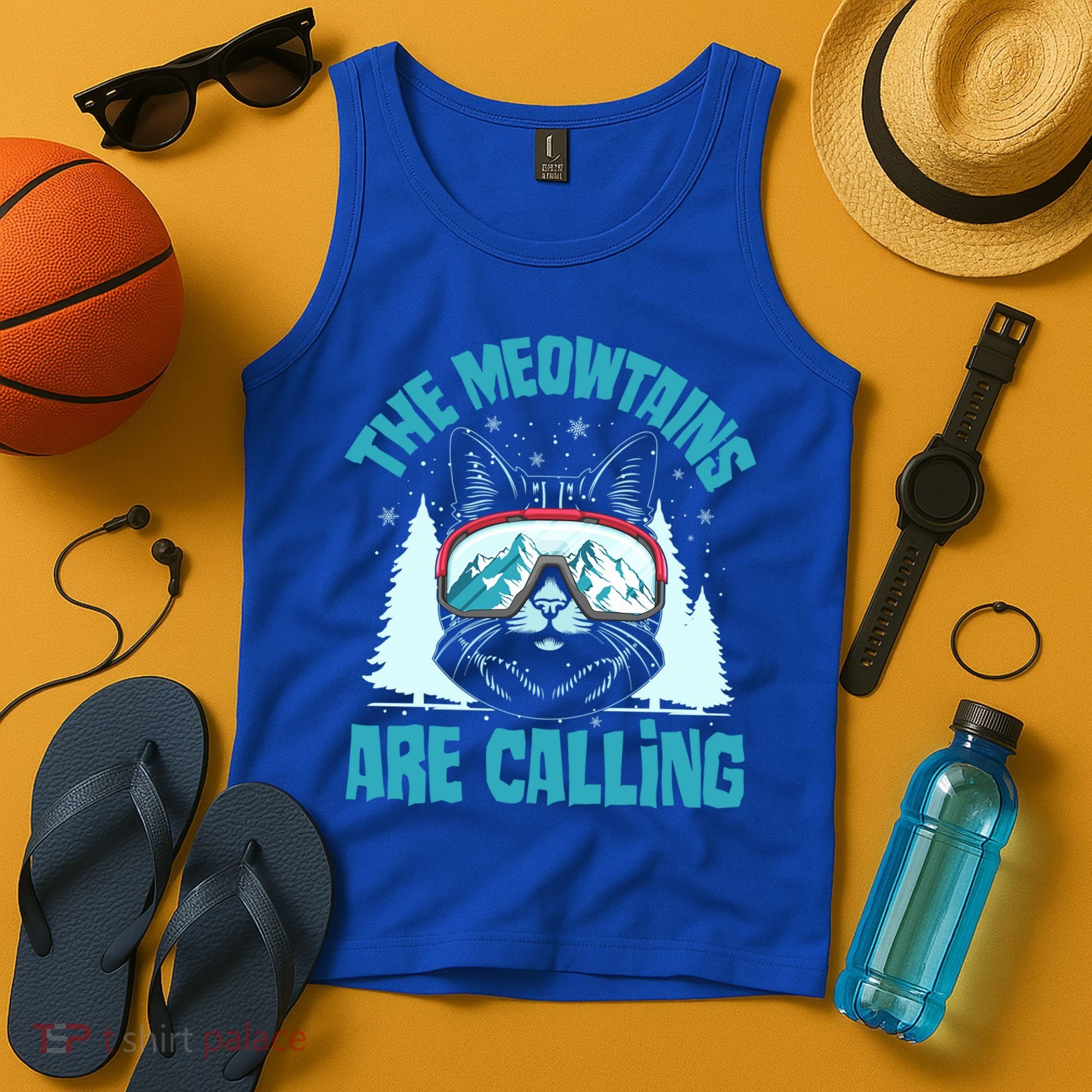 The Meowtains Are Calling Cat Ski Adventure Tank Top