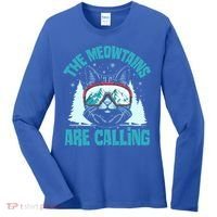 The Meowtains Are Calling Cat Ski Adventure Women's Long Sleeve Shirt thumb 0