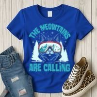 The Meowtains Are Calling Cat Ski Adventure Women's T-Shirt thumb 3