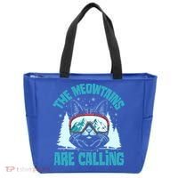 The Meowtains Are Calling Cat Ski Adventure Tote Bag thumb 0
